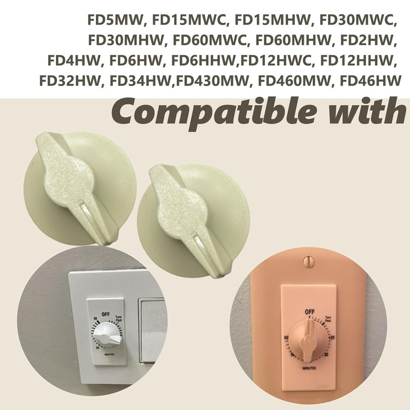 auaurly 10 PCS Light Almond Plastic 1" Timer Switch Knob Replaces 146MT575 Compatible with FD Series Spring Wound Wall Timer, Bathroom Heater Fan and Light Control - Image 3